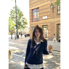 outfit ideas for school Wanantong Girl! Alph Tone Old Money Feeling Twist Sweater Ultra-Fine 60 Cotton