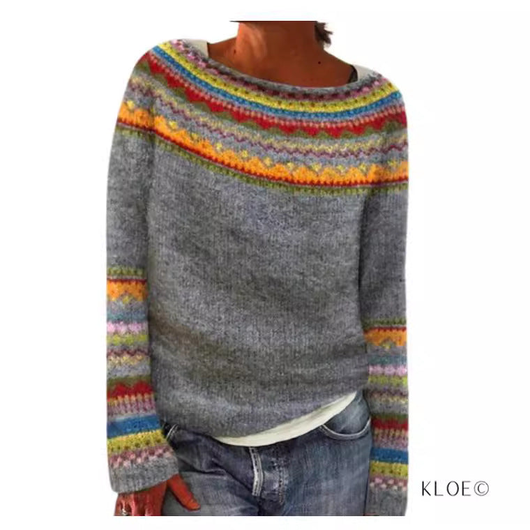 outfit inspo fall New Sweater Women's round Neck Color Matching Loose Fashion Pullover Sweater