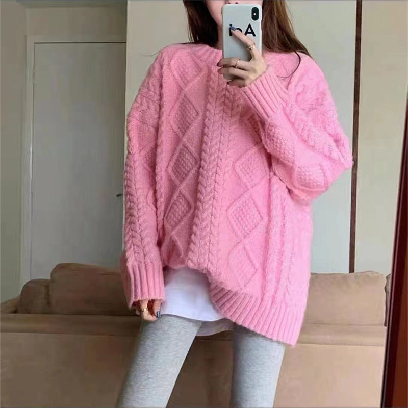 soulja boy outfits Women's Knitted Sweater 2024 Autumn and Winter Women's Twist Loose Lazy Style Top Pullover Bottoming Shirt