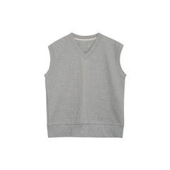 2024 fall fashion trends Korean Style Versatile Loose V-neck Design Sleeveless Sweater Vest Women's Four Seasons Wearable Simple Temperament Solid Color Top Fashion