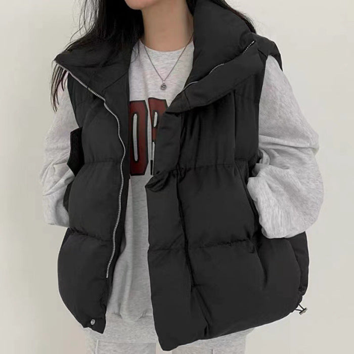 cold weather outfits down Cotton Vest Women's Autumn and Winter 2024 Loose Vest Coat Waistcoat Vest Women's Outer Wear