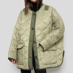 Art Frankie Shop Autumn and Winter New Profile Coat Curved Hem Neutral Style Rhombus Plaid Cotton-Padded Coat