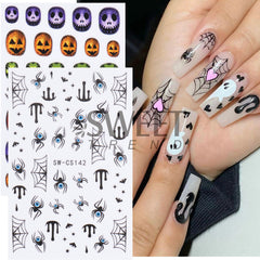 men’s fall fashion 2024 20.24 Million Holy Festival Nail Sticker 3D Cartoon Funny Skull Spider Blood Drop Nail Adhesive Sticker