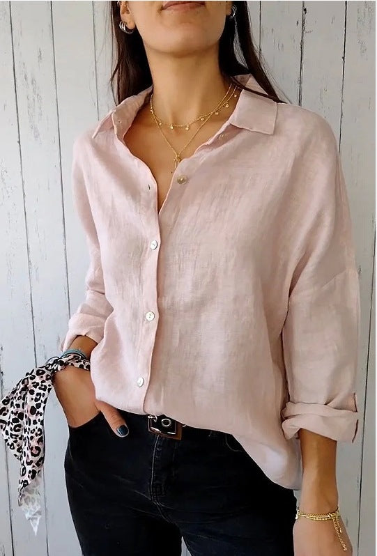 fashion outfits Fall 2024 Women's Lapel Fashion Solid Color Button Long Sleeve Casual Shirt Women