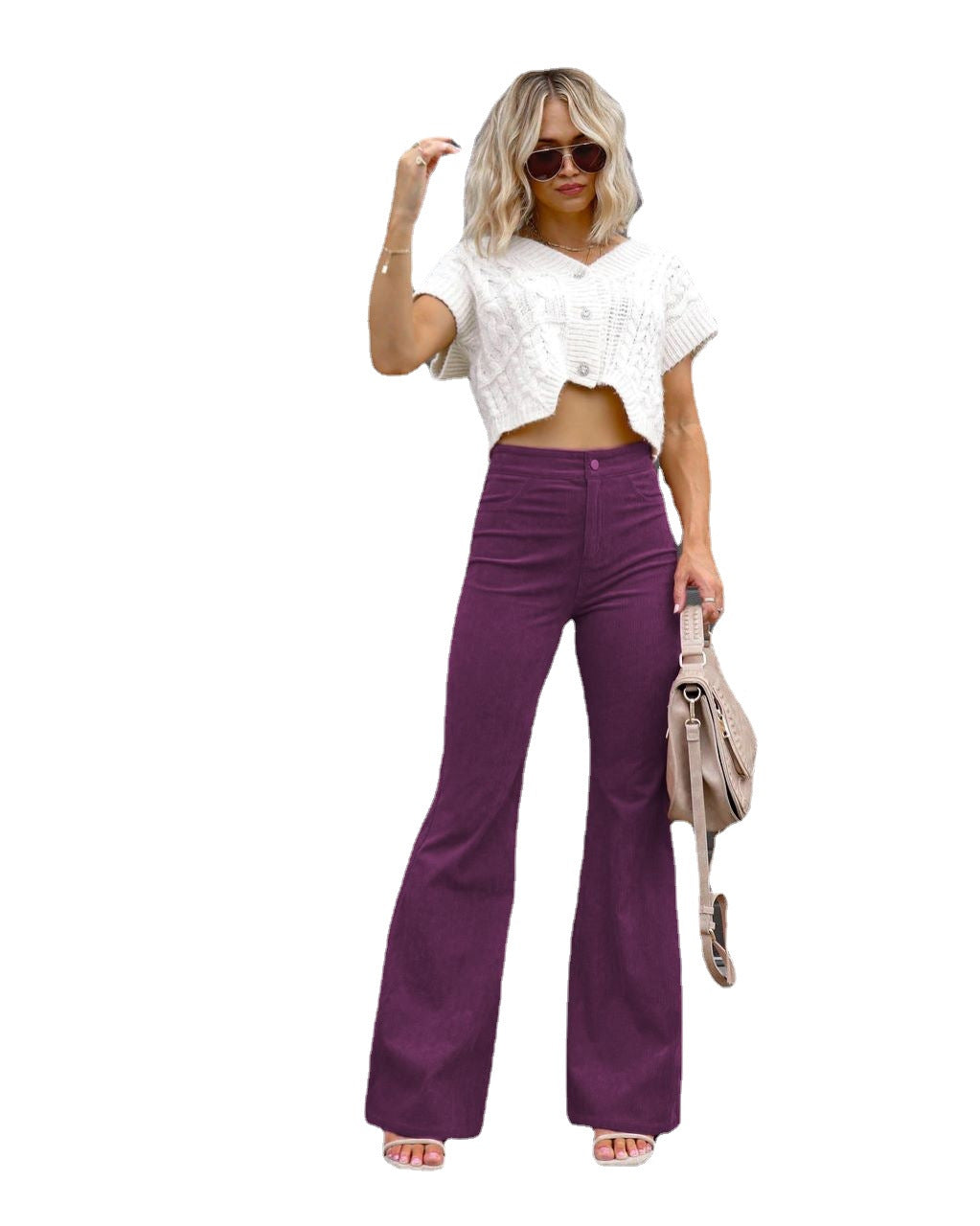 business casual outfits Winter New Pure Color Corduroy Elegant Women's Trousers Slim Pants High Waist Casual Pants