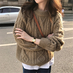 womens fashion Women's Korean-Style Sweater New Gentle Lazy Style Niche Twist Sweater