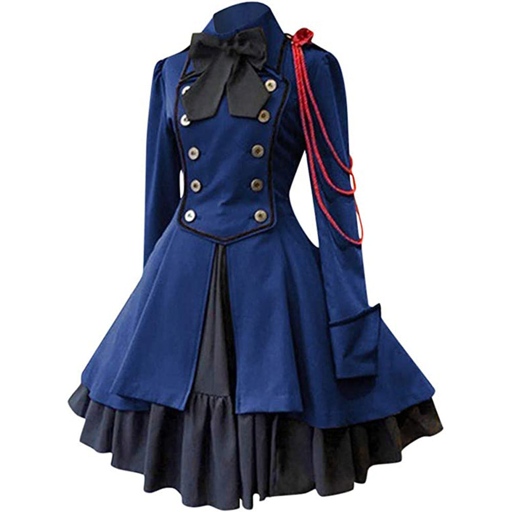 Medieval Cos Clothing Renaissance Gothic Dress Vintage Bow Ruffled Punk Cosplay Skirt