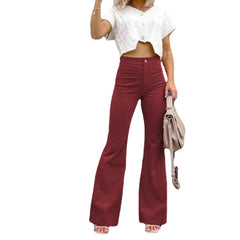 business casual outfits Winter New Pure Color Corduroy Elegant Women's Trousers Slim Pants High Waist Casual Pants