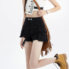 fashion inspo 2024 Summer New Style Fried Street Net Red Hot Girl Elastic Slim Shorts Women's High Waist Army Tooling All-Matching Denim Shorts