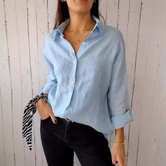 fashion outfits Fall 2024 Women's Lapel Fashion Solid Color Button Long Sleeve Casual Shirt Women