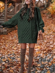 JazzHer Oversized Cable Knit Sweater Dress