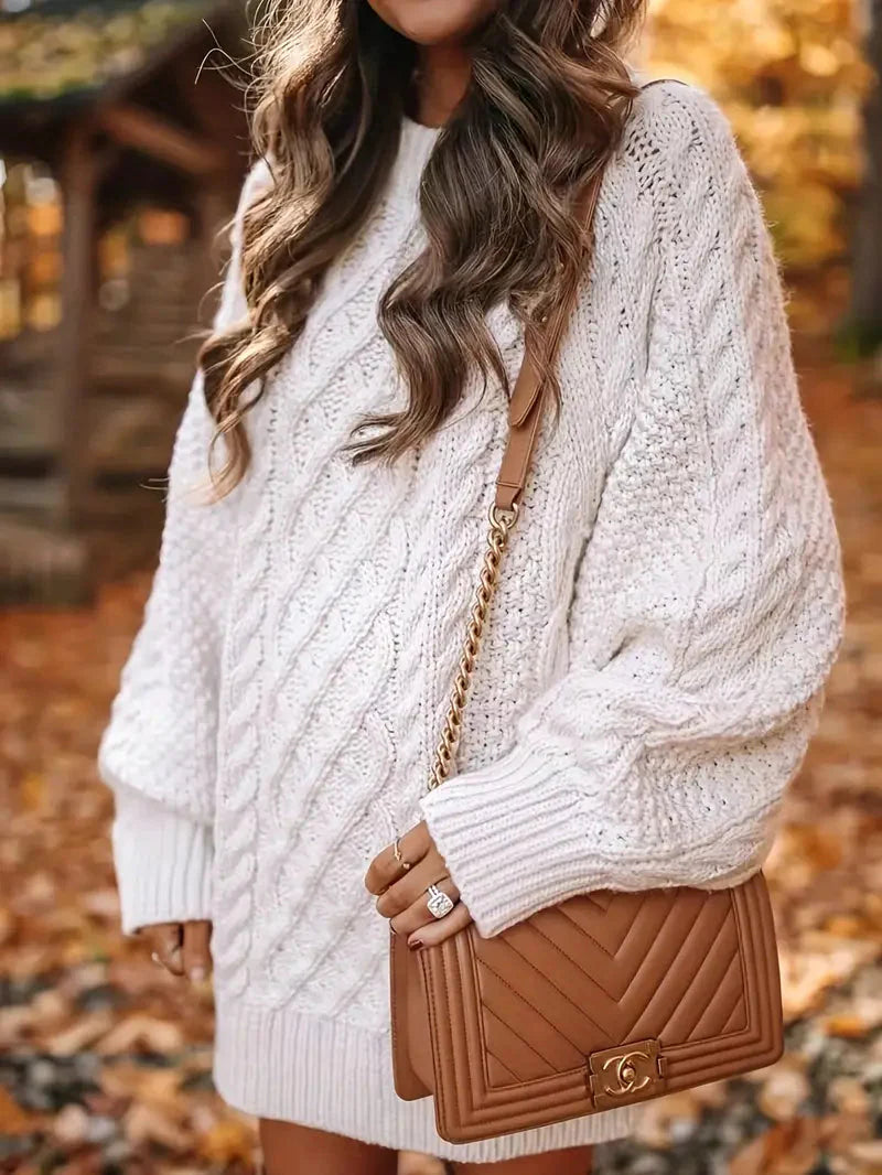 JazzHer Oversized Cable Knit Sweater Dress