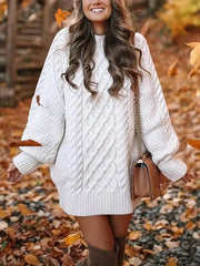 JazzHer Oversized Cable Knit Sweater Dress