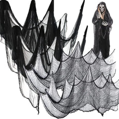 JazzHer Horror Halloween Party Decoration Haunted Houses Doorway Outdoors Decorations Black Creepy Cloth Scary Gauze Gothic Props