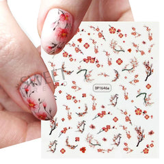 JazzHer Fresh Spring Simple Flower Nail Decoration Stickers Magnolia Sakura Floral Pattern Elegant Adhesive Sliders Manicure Decals LYDP