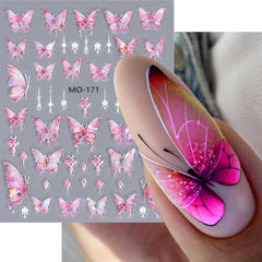 JazzHer 5D Acrylic Aurora Shell Butterfly Nail Stickers Decals Kawaii Design Cartoon Embossed Sliders DIY Manicure Art  Accessories Tips