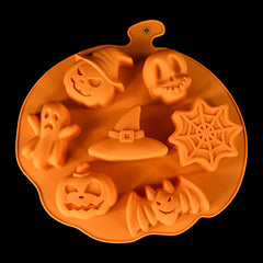 JazzHer Halloween Pumpkin Silicone Mold Ghost Bat Chocolate Cookie Candy Mould Halloween Party DIY Baking Tools Cake Decoration Ice Mold