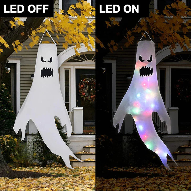 JazzHer Halloween LED Light Hanging Ghost For Halloween Party Home Outdoor Indoor Decoration Large Glowing Spooky Lamp Horror Props 2024