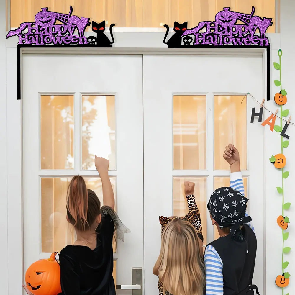 JazzHer Halloween Door Frame Decoration,Bats,Pumpkins,Spider Webs,Door and Window Corner Stickers, Halloween Home Decoration