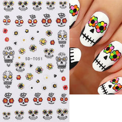 JazzHer 5D Halloween Nail Art Sticker Skull Sliders Head Flower Decals Nails  Anime Design Holiday Decorations For Manicure Accessories