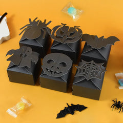 JazzHer 6pcs Halloween Candy Gift Box Spider Bat Pumpkin Cookie Boxes Bag Halloween Party Decoration Supplies Kids Favors Trick or Treat