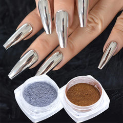 JazzHer Silver Gold Chrome Mirror Nails Glitter Powder Metallic Rubbing Dust Pigment Shiny Fine Flash Gorgeous Gel Polish Manicure Decor