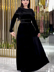 JazzHer Eid women Dress for woman Abaya Morocco Party Dresses Ramadan Slim Fit  Abayas Kaftan Elegant Black Dubai Arab Long Robe 2024