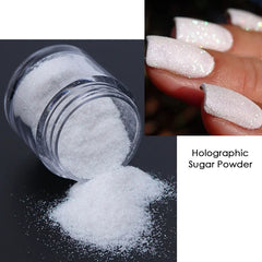 JazzHer Black White Holographic Glitter For Nails Design Sugar Powder Iridescent Snow Velvet Dipping Powder Pigment Decoration LYMN01-08