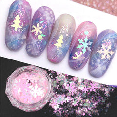 JazzHer Iridescent Snowflakes Nail Glitter Sequins Mixed AB Chunky Paillette Winter Slices Spangles DIY Decoration Manicure Flakes LYS47