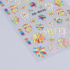 JazzHer 5D Eye Nail Embossed Stickers Blooming Fireworks Jelly Sweet Cartoon Candy  Kawaii Mouth Monster Design New Year Manicure Decal