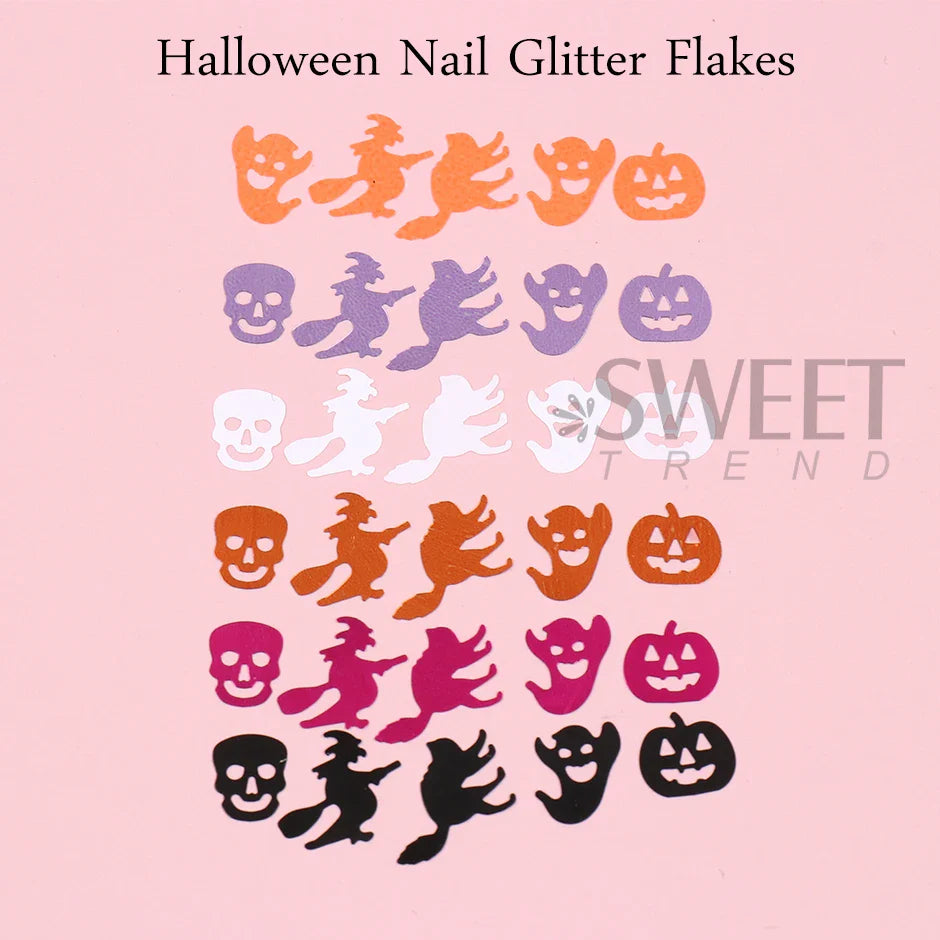 JazzHer Reflective Halloween Nail Art Sequins Crazy Ghost Witch Skull Design Chunky Glitter Slices Xmas Decoration Paillette Flake LYS19