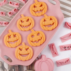 JazzHer 13Pcs DIY Pumpkin Face Halloween Cookie Cutter Set Biscuit Mold Fondant Embosser Stamps Halloween Party Cake Decorating Tools