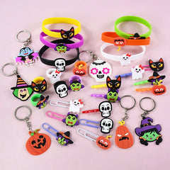 JazzHer Halloween Kids Toys Favors Bracelets Ghost Pumpkin Wristband Hairclip Rubber Rings Halloween Birthday Party Gifts Pinata Filler