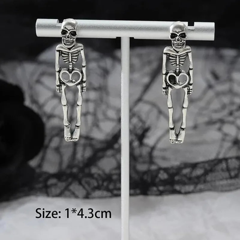 JazzHer New Halloween Skull Skeleton Drop Earrings for Women Fashion Punk Charm Ghost Spider Web Dangle Earrings Jewelry Gift