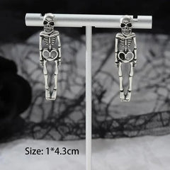 JazzHer New Halloween Skull Skeleton Drop Earrings for Women Fashion Punk Charm Ghost Spider Web Dangle Earrings Jewelry Gift