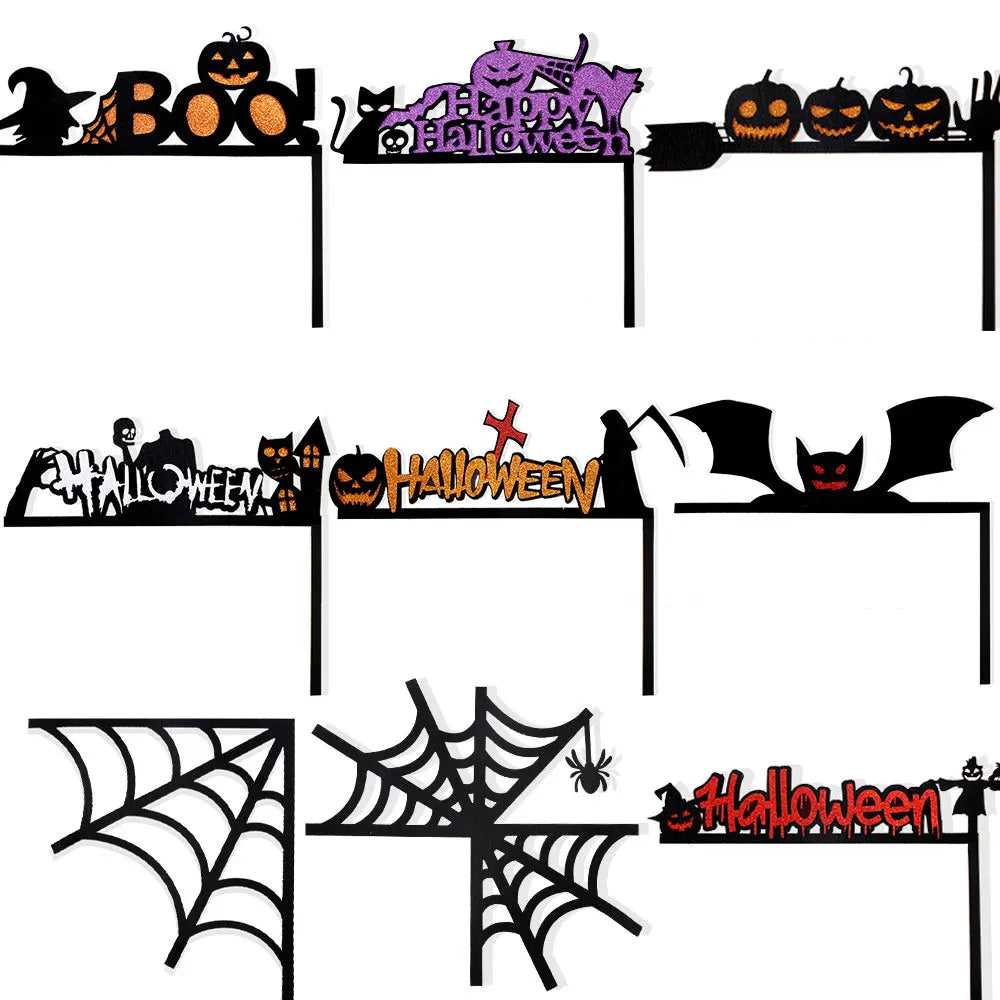 JazzHer Halloween Door Frame Decoration,Bats,Pumpkins,Spider Webs,Door and Window Corner Stickers, Halloween Home Decoration