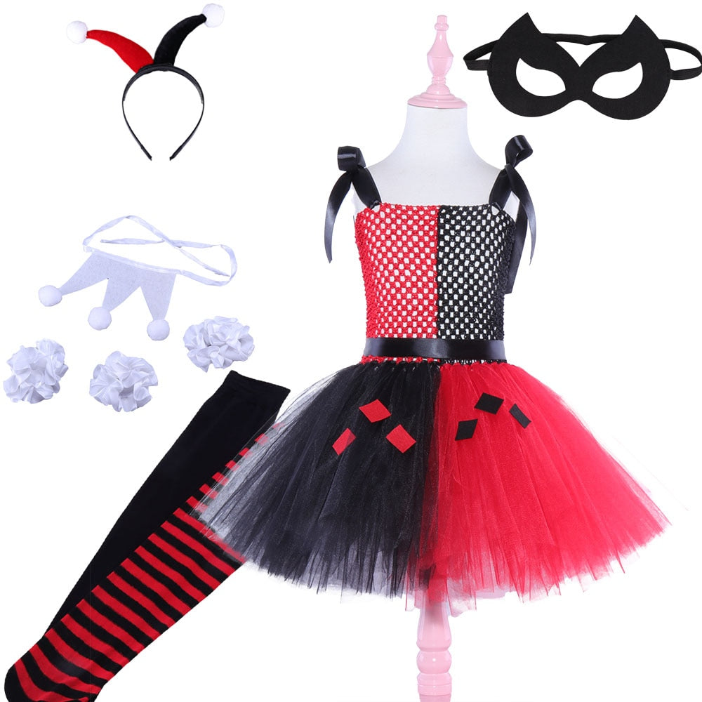 JazzHer Halloween Awakecrm Superhero Girls Costume Tutu Dress Kids Party Dresses Clown Zombie Cosplay Halloween Costume For Girl Fancy Dress Up Clothes