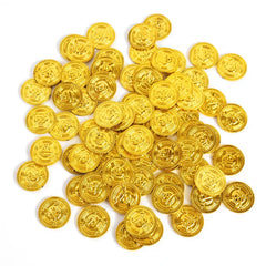 JazzHer 50/100Pcs Pirate Gold Coins Kids Pirate Birthday Party Decoration Favors Gift Halloween Cosplay Props Supply Fake Coin Treasure