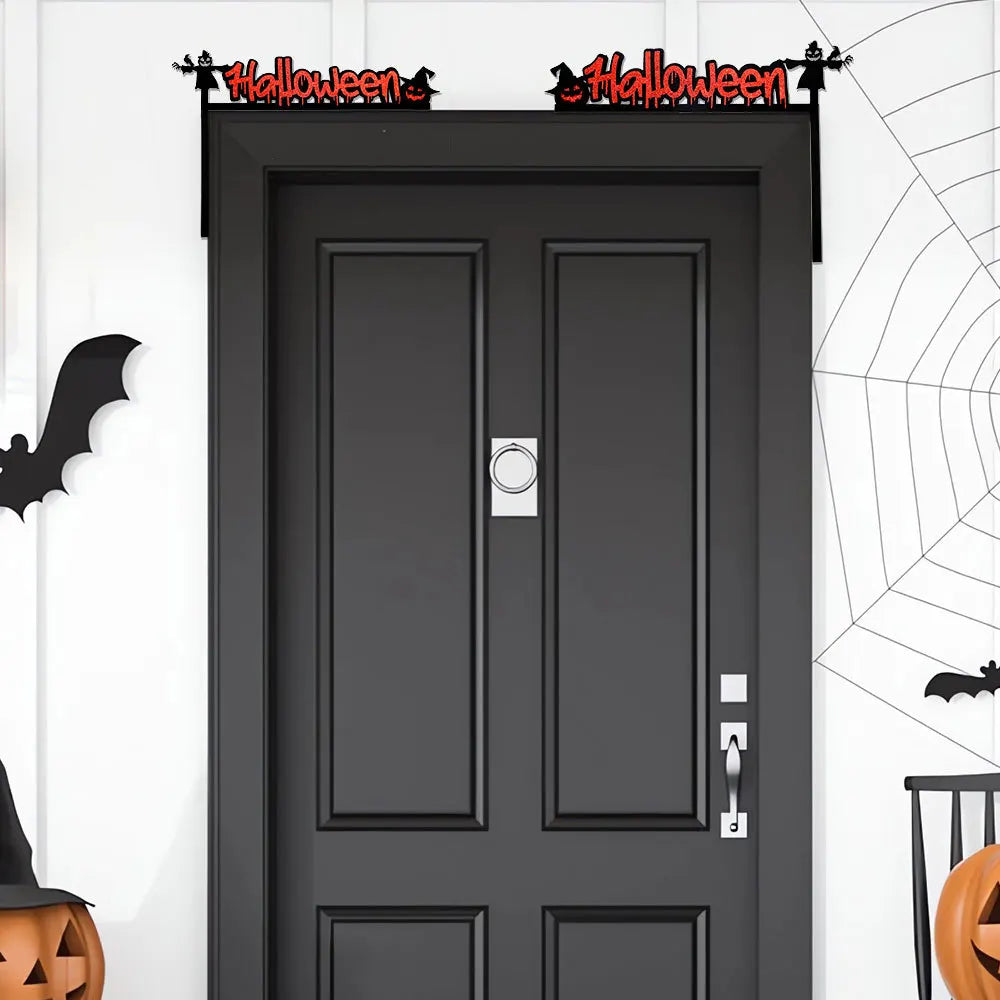 JazzHer Halloween Door Frame Decoration,Bats,Pumpkins,Spider Webs,Door and Window Corner Stickers, Halloween Home Decoration