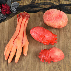 JazzHer Halloween Horror Props Bloody Hand Haunted House Party Decoration Scary Fake Hand Finger Leg Foot Brain Heart Halloween Supplies