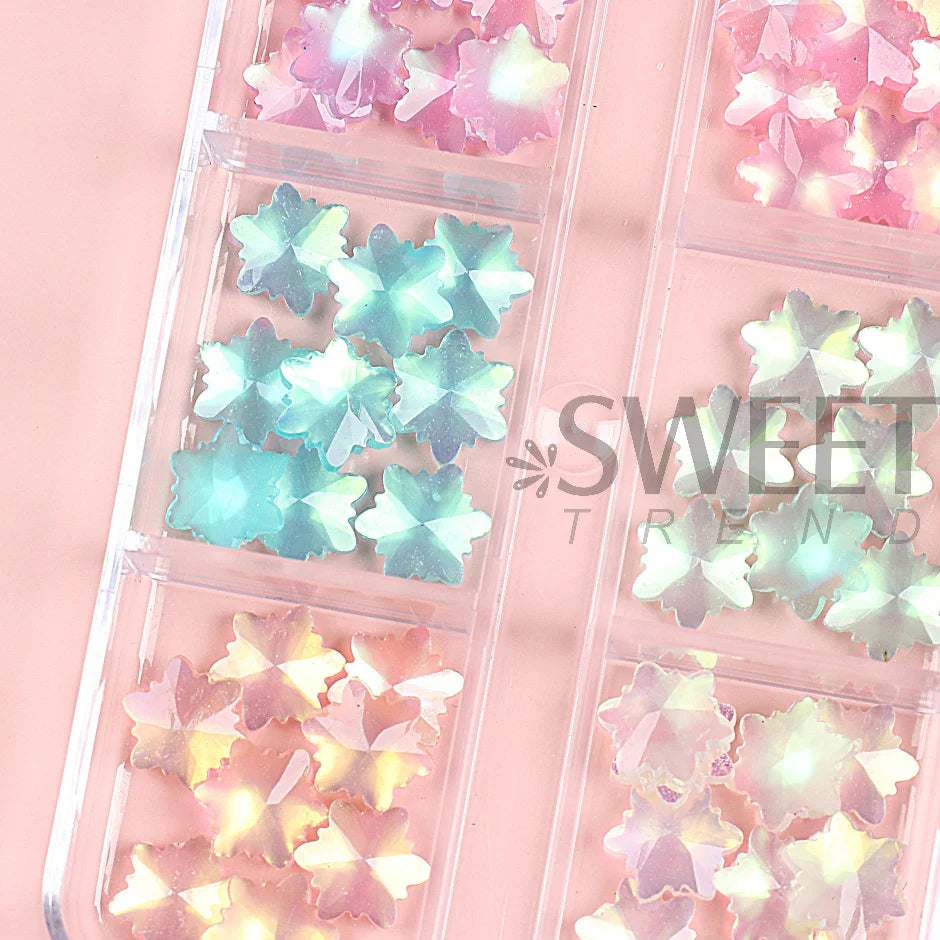 JazzHer 6 Grids Crystal Snowflakes Nails Decoration Parts 3D Aurora Acrylic Gems Stone DIY Holographic Jewelry Accessories Charms LYS61