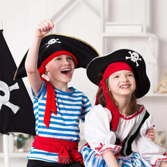 JazzHer Halloween Pirate Hat Cap Decoration Kids Adult Halloween Masquerade Captain Cosplay Costume Props Pirate Theme Birthday Party