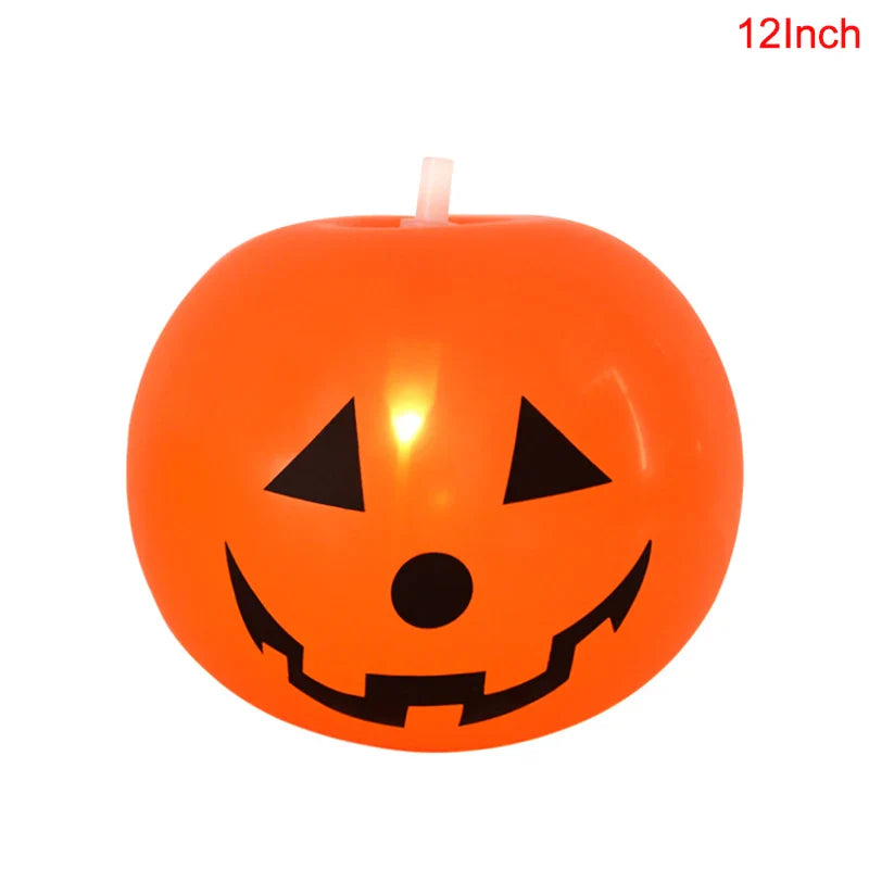 JazzHer 5Pcs Halloween LED Glowing Balloons Horror Ghost Pumpkin Latex Ballon Halloween Party Decorations for Home Indoor Outdoor Kids