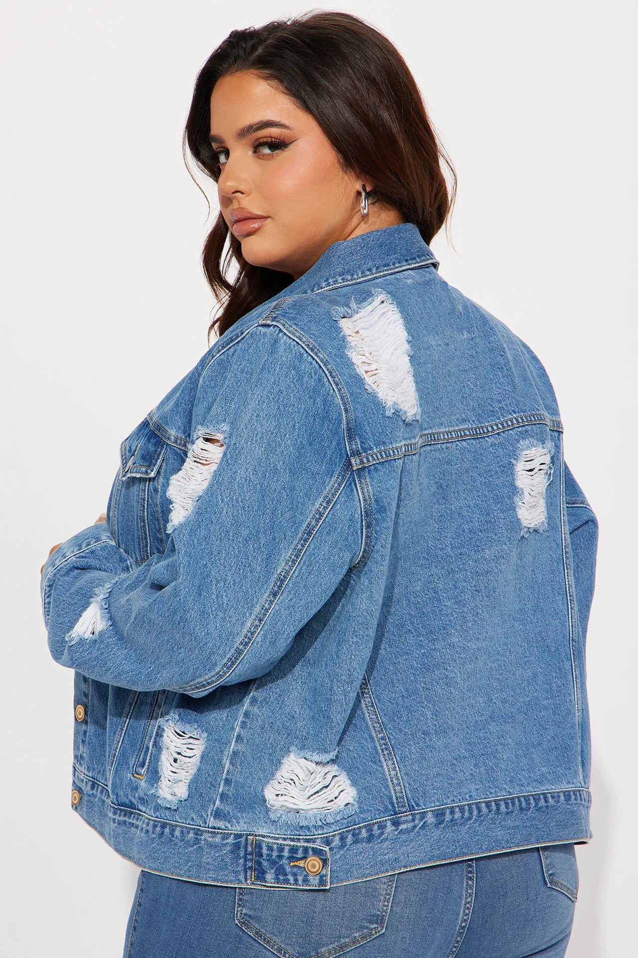 JazzHer Vintage Hole Denim Jacket Women Casual Jean Coat Turn Down Collar Single Breasted Overcoat Pockets 2024 Female Outerwear