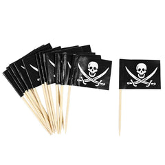 JazzHer Pirate Flag Toothpicks Cupcake Topper For Kids Boys Pirate Theme Birthday Party Cake Decoraiton Halloween Cocktail Pick Supplies