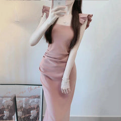 JazzHer Women Lovely Fashion Korean Style Dress Elegant Kawaii Tighten The Waist 2024 Spring Summer New Dress Vintage Fashion Dress