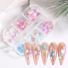 JazzHer 6 Grids Crystal Snowflakes Nails Decoration Parts 3D Aurora Acrylic Gems Stone DIY Holographic Jewelry Accessories Charms LYS61