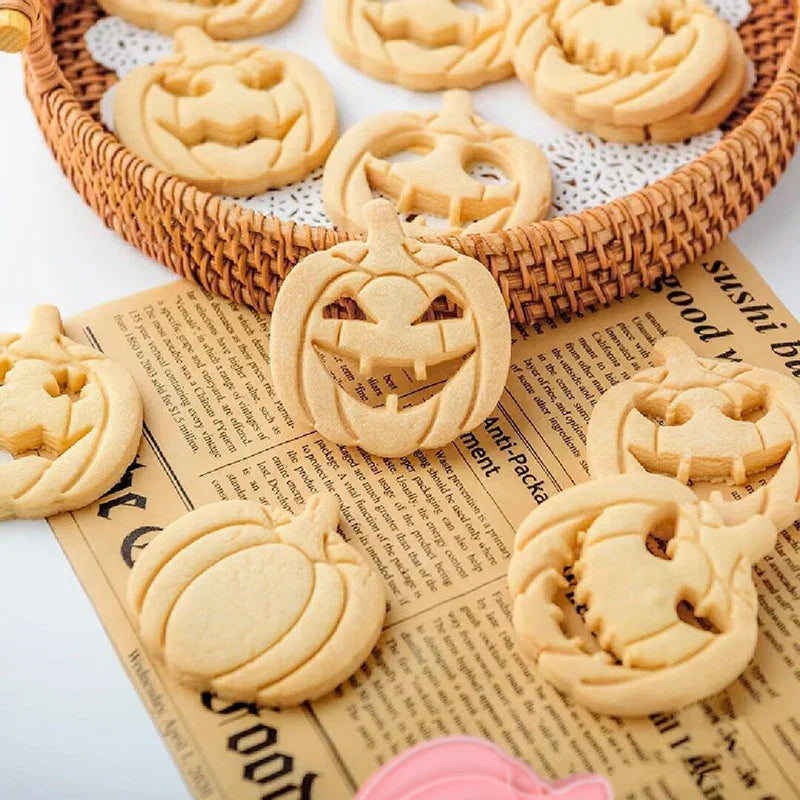 JazzHer 13Pcs DIY Pumpkin Face Halloween Cookie Cutter Set Biscuit Mold Fondant Embosser Stamps Halloween Party Cake Decorating Tools