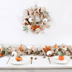 JazzHer Artificial Maple Leaves Garland Pumpkin Fake Plants Autumn Fall Home Decoration Thanksgiving Halloween Christmas Wedding Decor