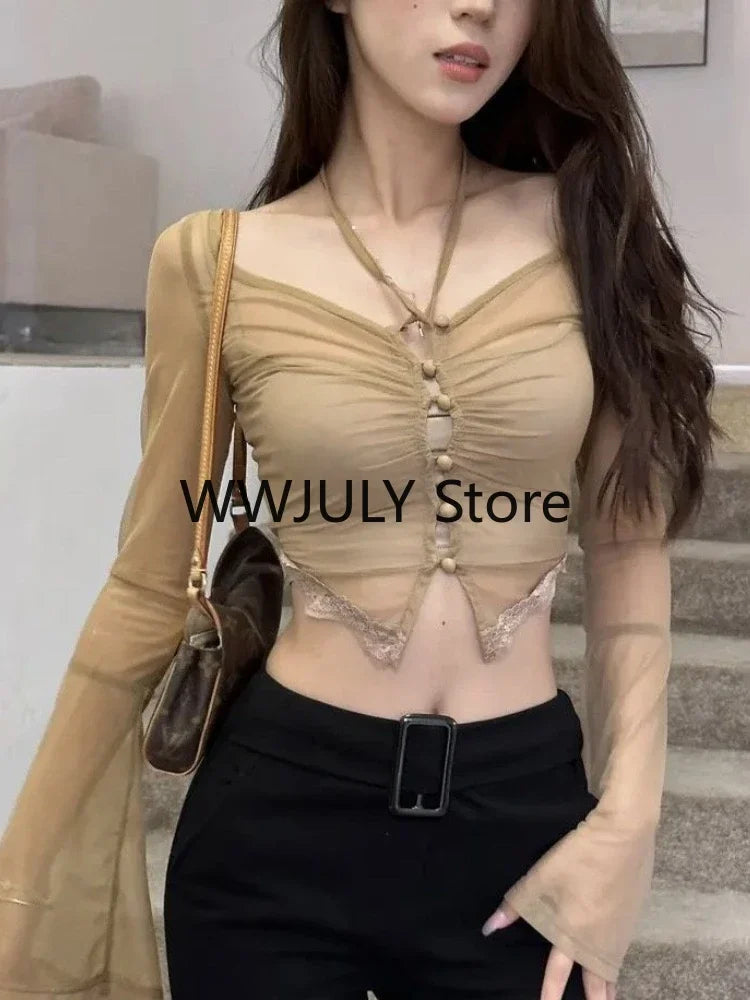 JazzHer Red Basic 2 Piece Set Woman Slim Casual Blouse Office Lady Outfit Sexy Y2k Crop Tops Korean Fashion Clothing Chic 2024 Summer